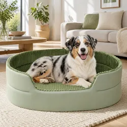 Premium 3D Pet Nest Bed with Striped Avocado Design