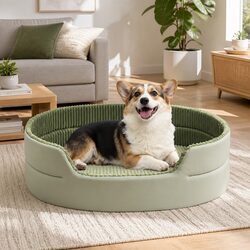 Luxury 3D Semi-Enclosed Pet Bed with Avocado Cushion