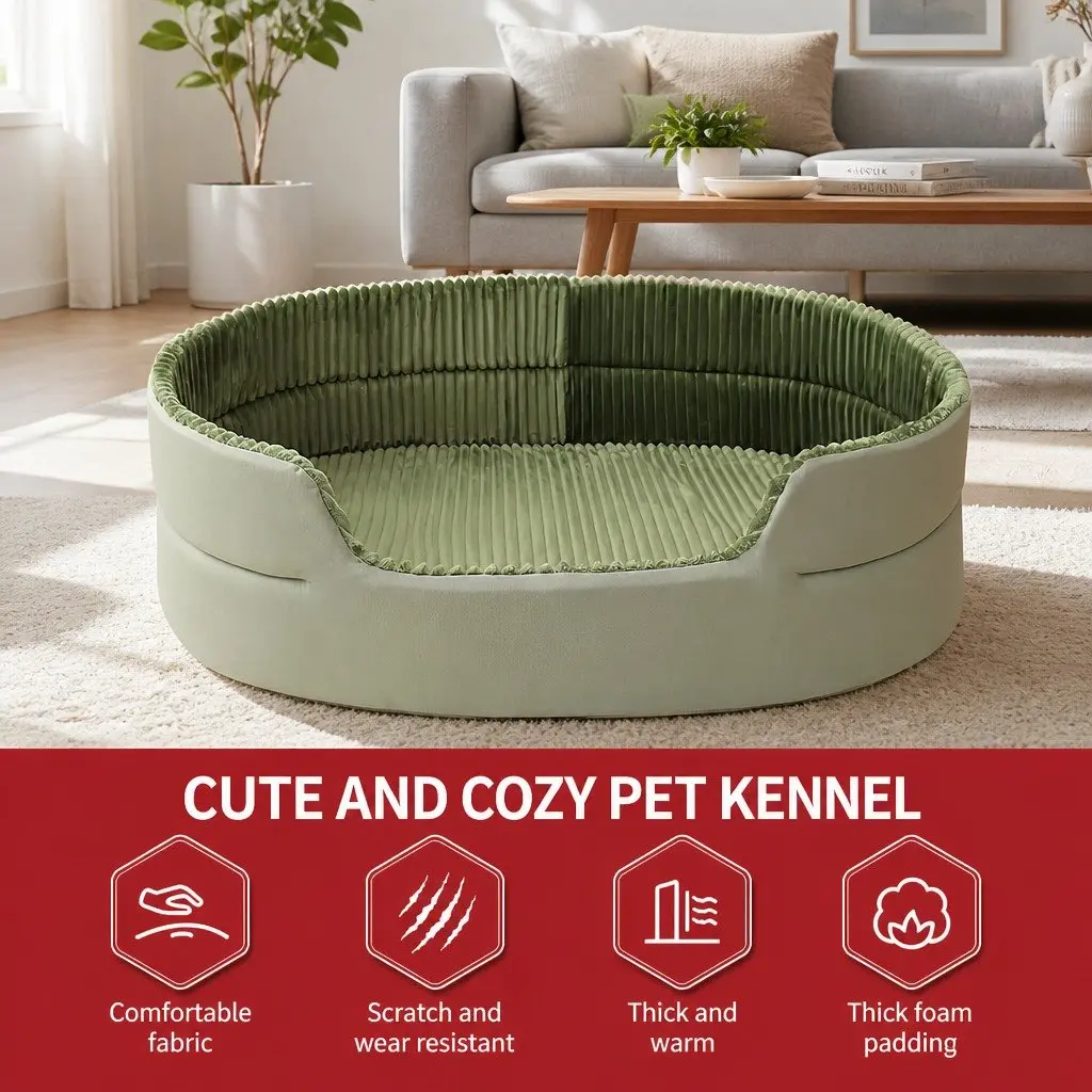 3D Semi-Enclosed Pet Bed with Avocado Cushion
