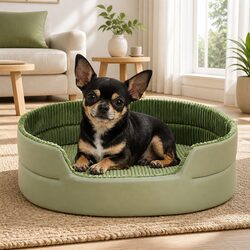 Large Pet Avocado Semi-Enclosed Bed with 3D Design