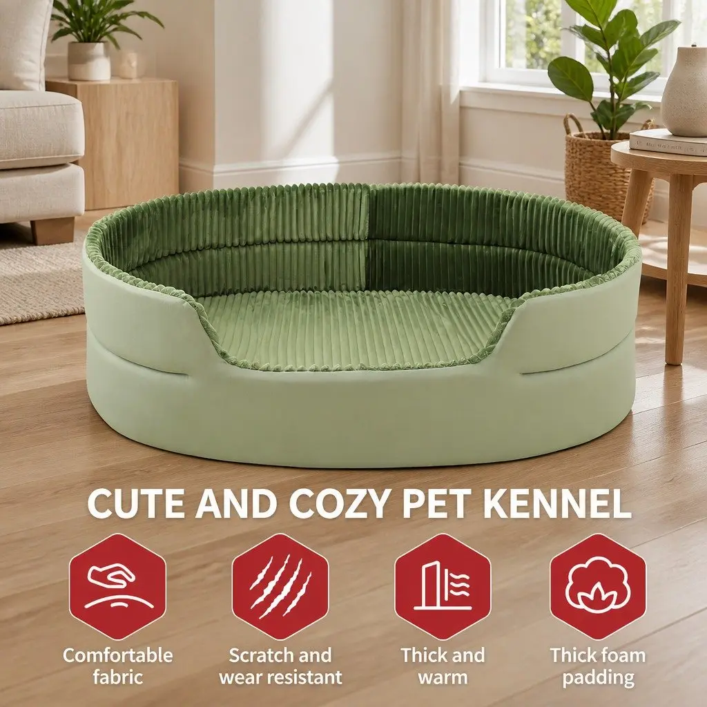 Pet Avocado Semi-Enclosed Bed Large Space Three-Dimensional Design Hideaway