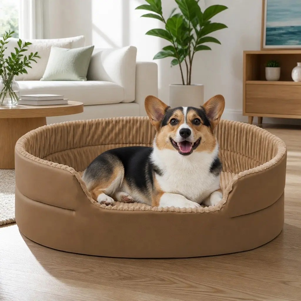 Pet Bed High Elasticity Cotton 50x35cm Khaki