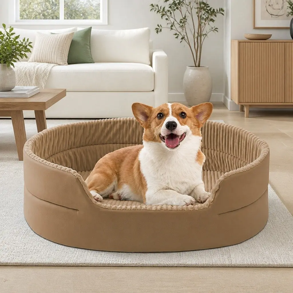 Pet Bed High Elasticity Cotton 50x35cm Khaki