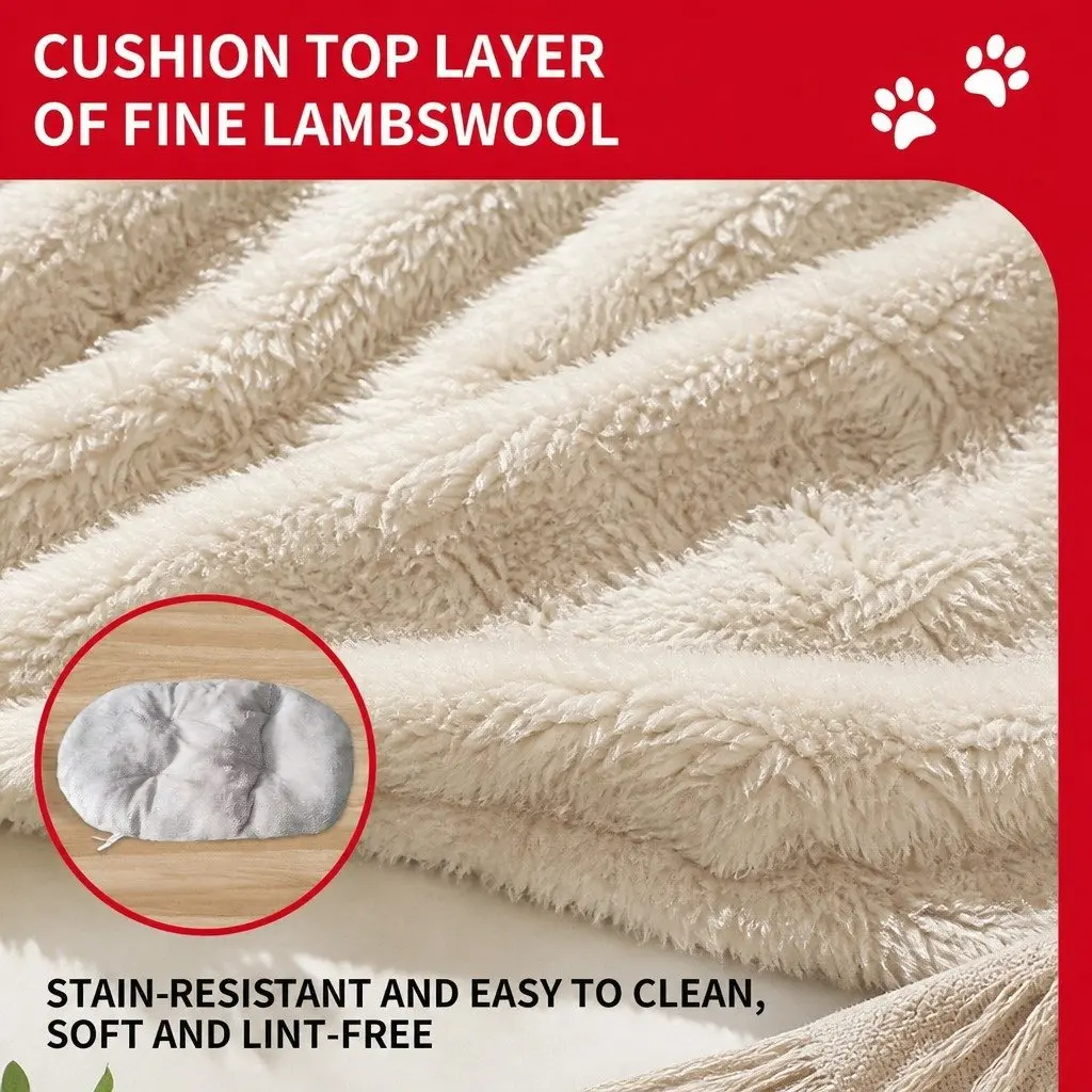 Pet Bed High Elasticity Cotton 50x35cm Khaki