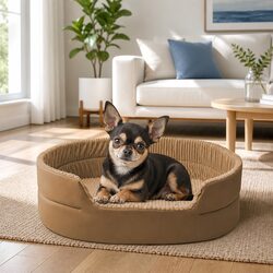 Large 3D Design Khaki Pet Nest - Semi-Enclosed Comfort