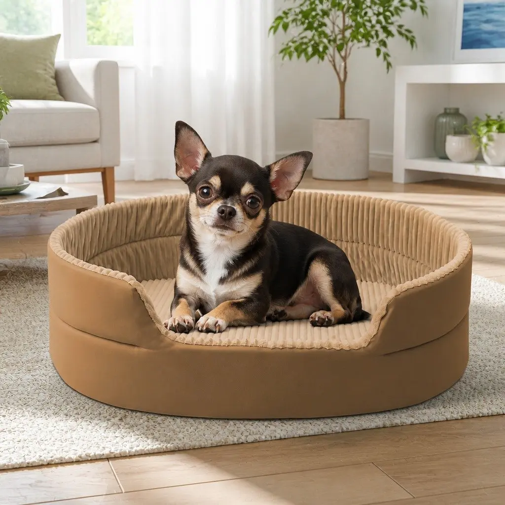Semi-Enclosed Pet Nest Large 3D Design Khaki Bed House Cave Shelter