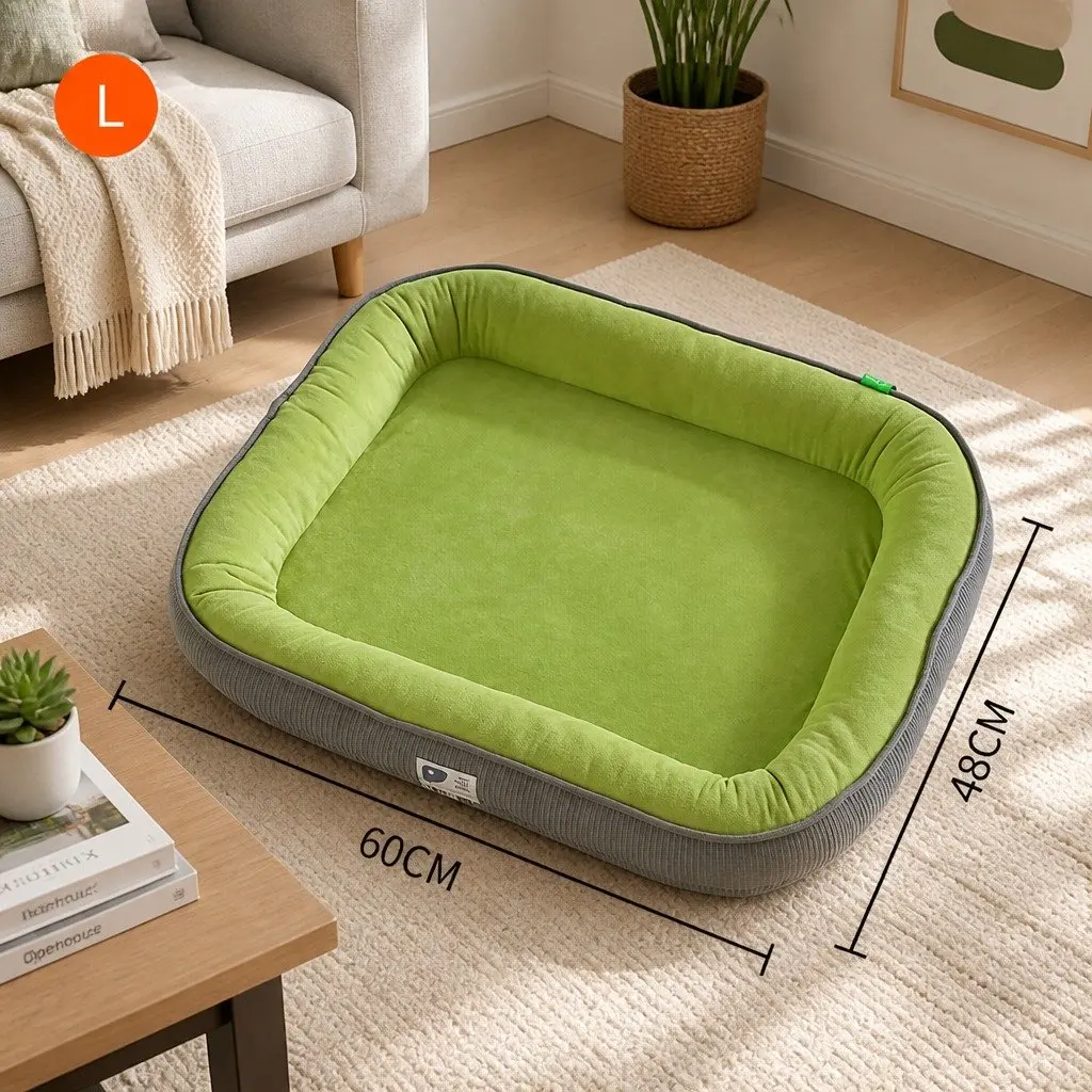 Oval Dog Bed Fabric Suede 60x48cm Green