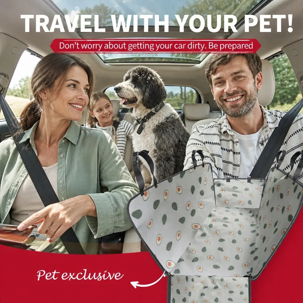 Dog Car Seat Cover Oxford Cloth 130x145x55cm Grey Paw Print