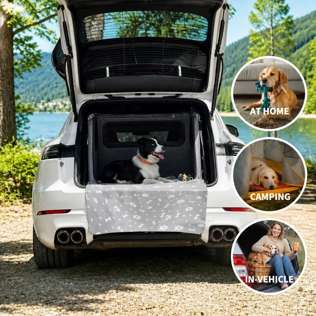 Dog Car Seat Cover Oxford Cloth 130x145x55cm Grey Paw Print