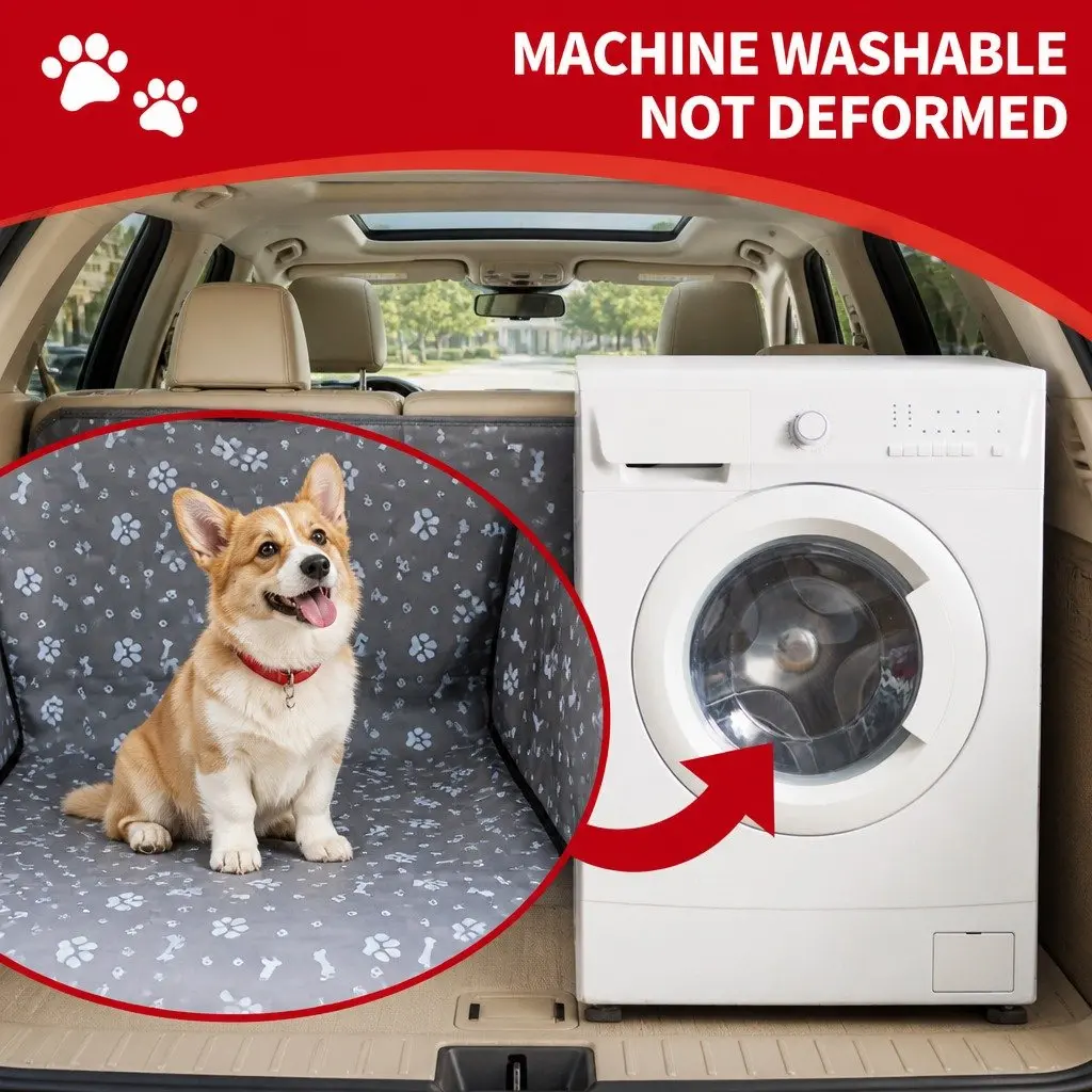 Dog Car Seat Cover Waterproof Oxford Fabric Grey 155x105cm