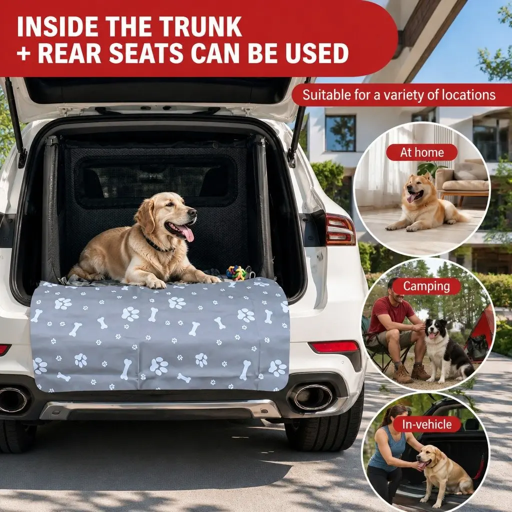 Dog Car Seat Cover Waterproof Oxford Fabric Grey 155x105cm