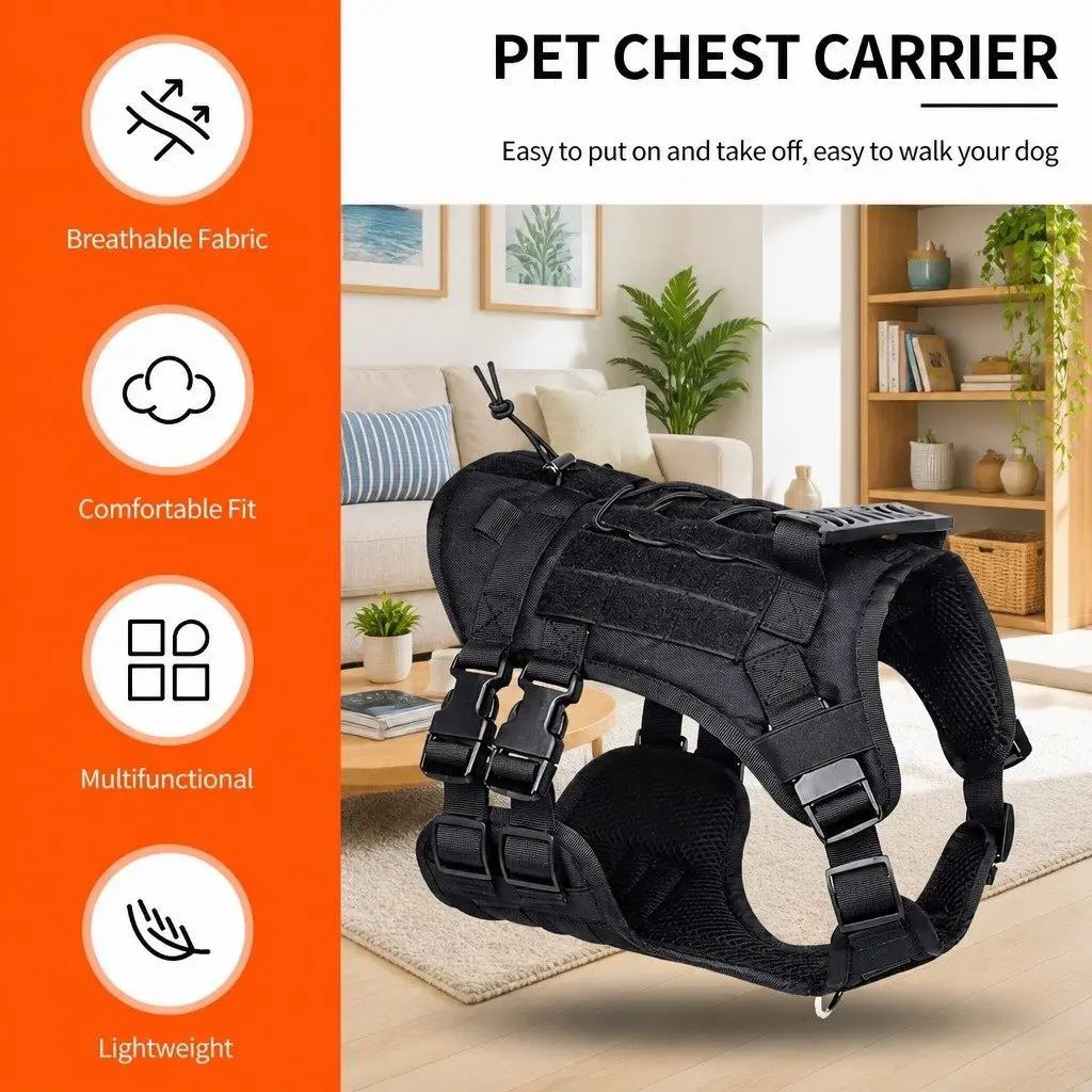 Dog Chest Vest Harness POM Large Black