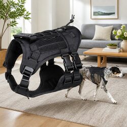 Durable Dog Traction Vest with Poop Bag Set in Black