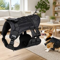 Durable Black Dog Chest Strap Vest with Poop Bag Holder