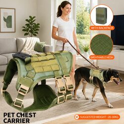 Durable Dog Chest Harness with Convenient Back Bag