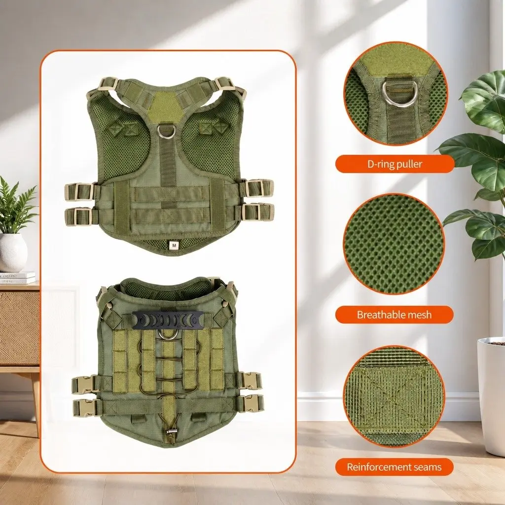 Dog Chest Harness POM Material Medium Army Green