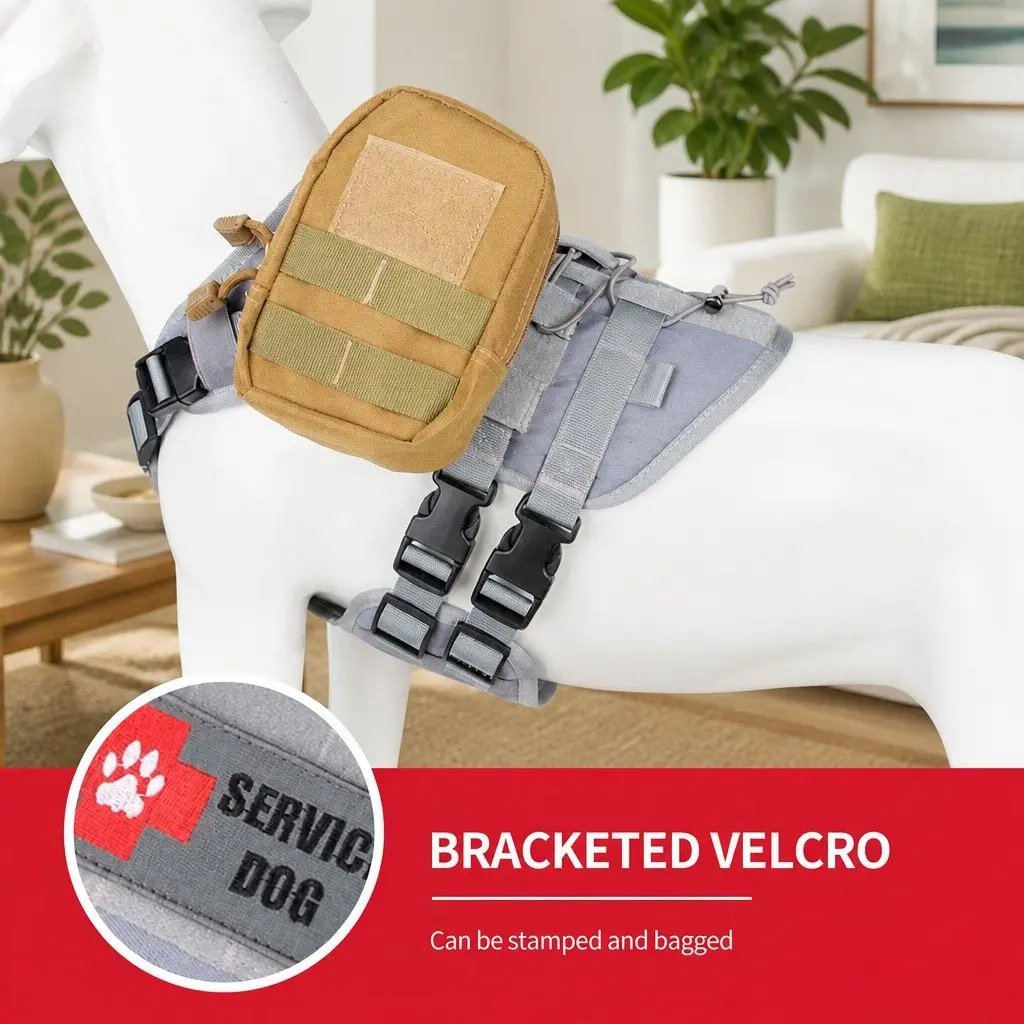 Dog Harness Vest POM Material Medium Grey