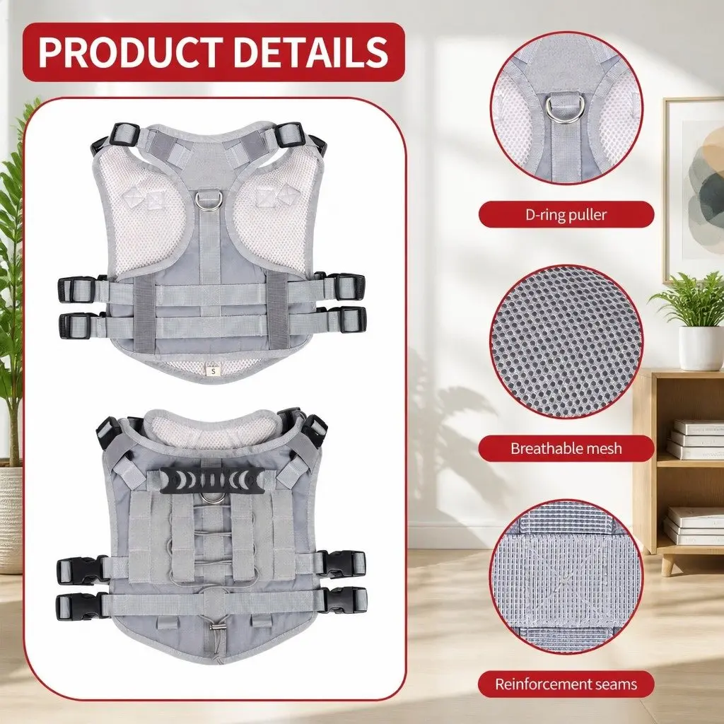 Dog Harness Vest Mesh Small Grey