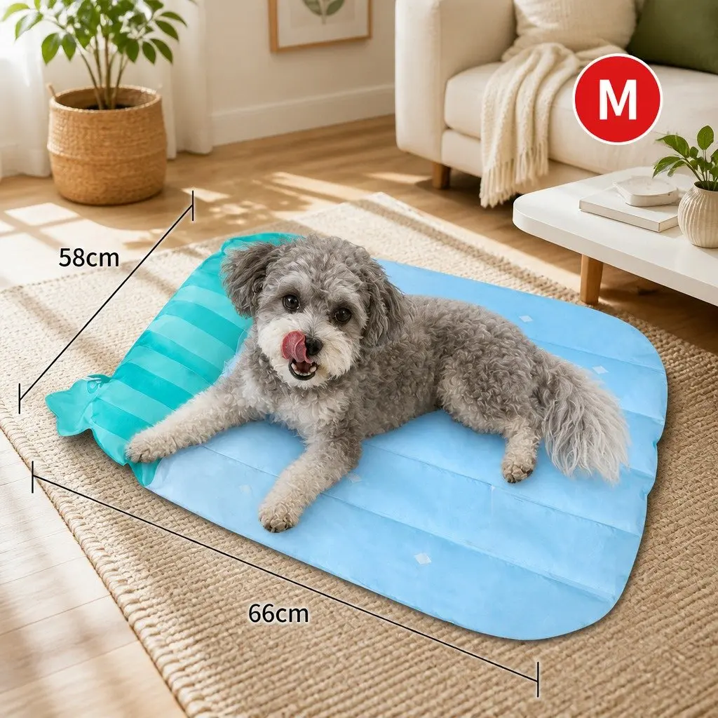Pet Cooling Mat SAP Ice Gel PVC Waterproof Fabric 66x58cm Watermelon Stripes