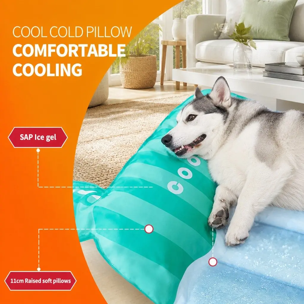 Pet Cooling Mat SAP Ice Gel PVC Waterproof Fabric 66x58cm Watermelon Stripes