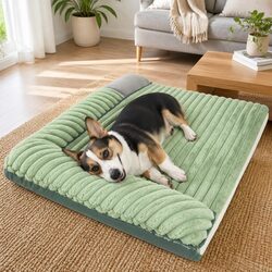 Striped Velvet Dog Bed Detachable Washable Dual-Sided Pet Cushion Mat