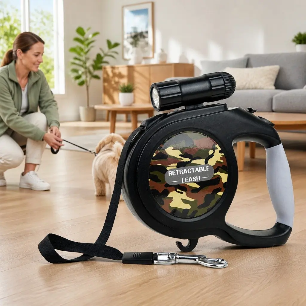 Pet Auto-Retractable Leash ABS Nylon 8 Metres Green Camo