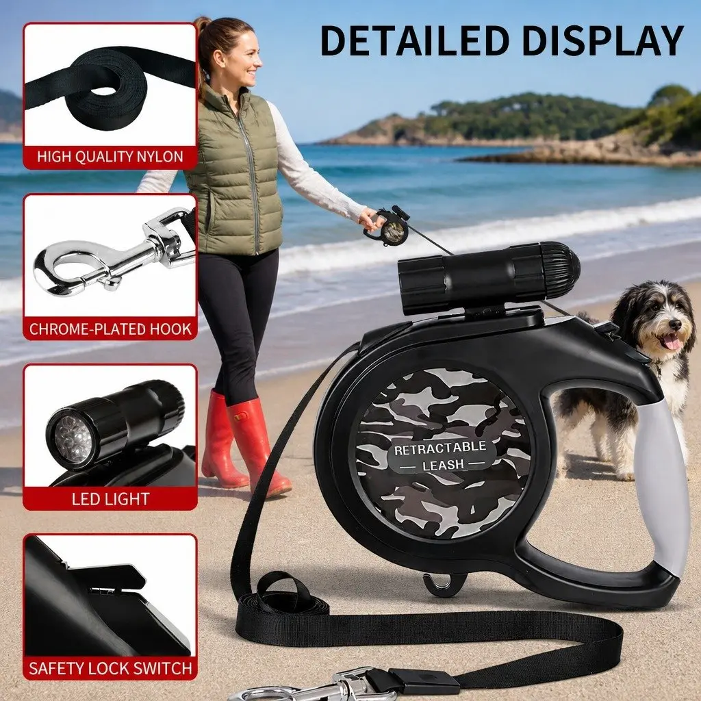 Pet Towing Rope Leash ABS Nylon 8m Grey