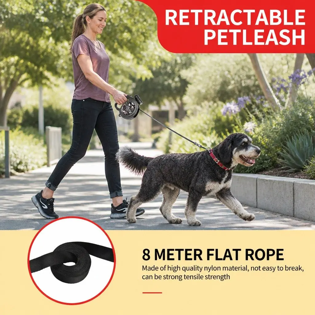 Pet Towing Rope Leash ABS Nylon 8m Grey