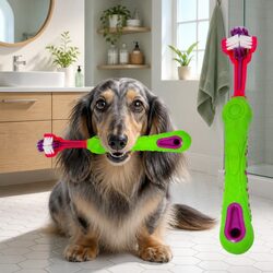 Durable Three-Head Pet Toothbrush for Effective Dental Care
