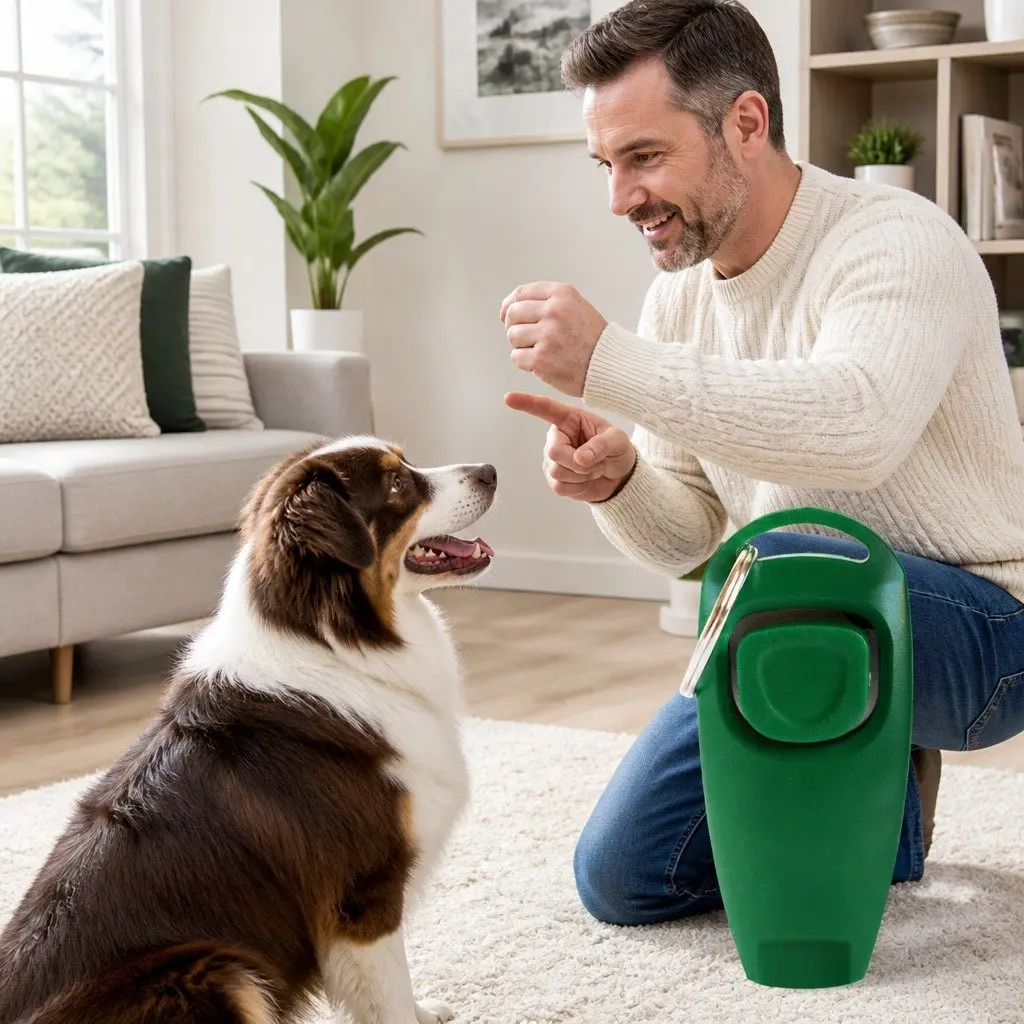 Dog Training Whistle Clicker PC Material 7.5cmx3.5cmx2cm Green