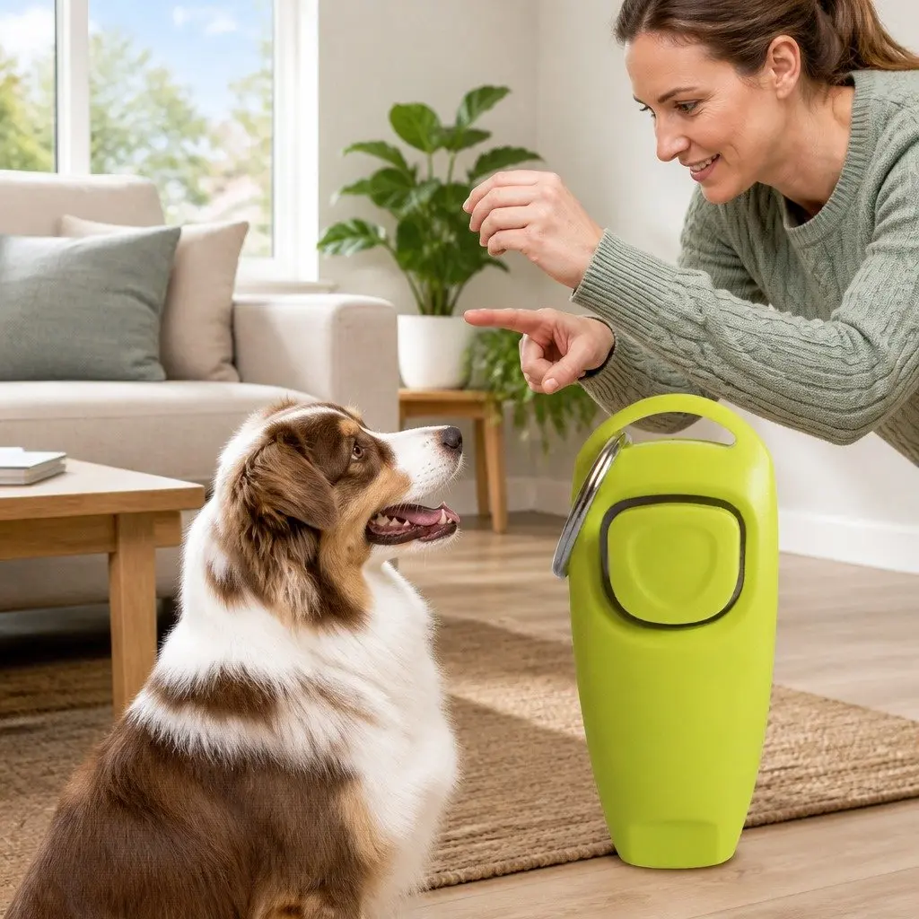Dog Training Whistle Clicker Combo PC Material 7.5cm Light Green