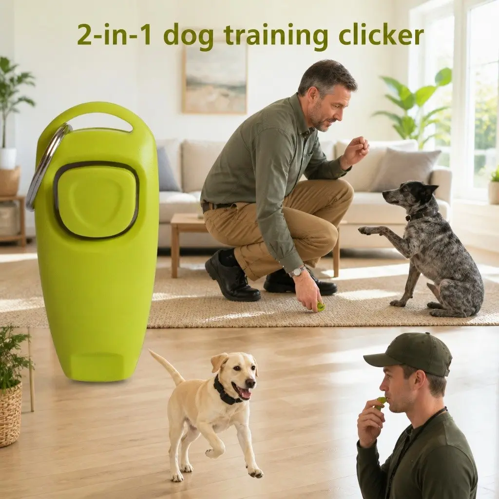 Dog Training Whistle Clicker Combo PC Material 7.5cm Light Green