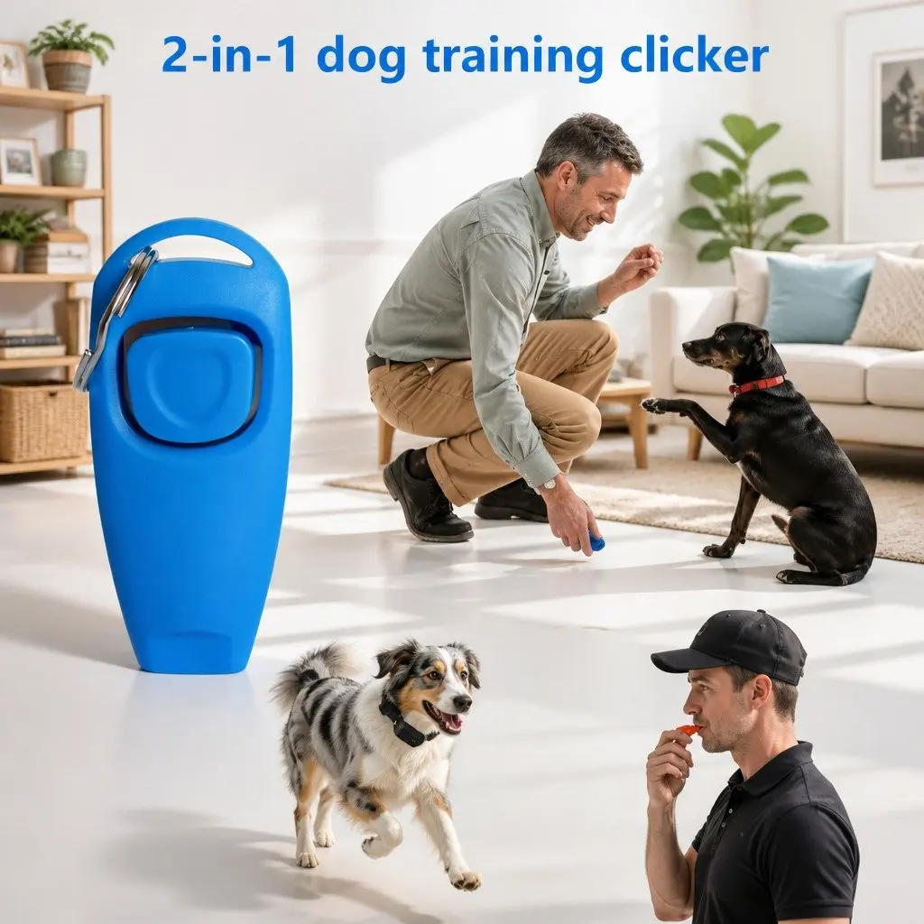 Dog Training Clicker PC Material 7.5cm x 3.5cm x 2cm Blue