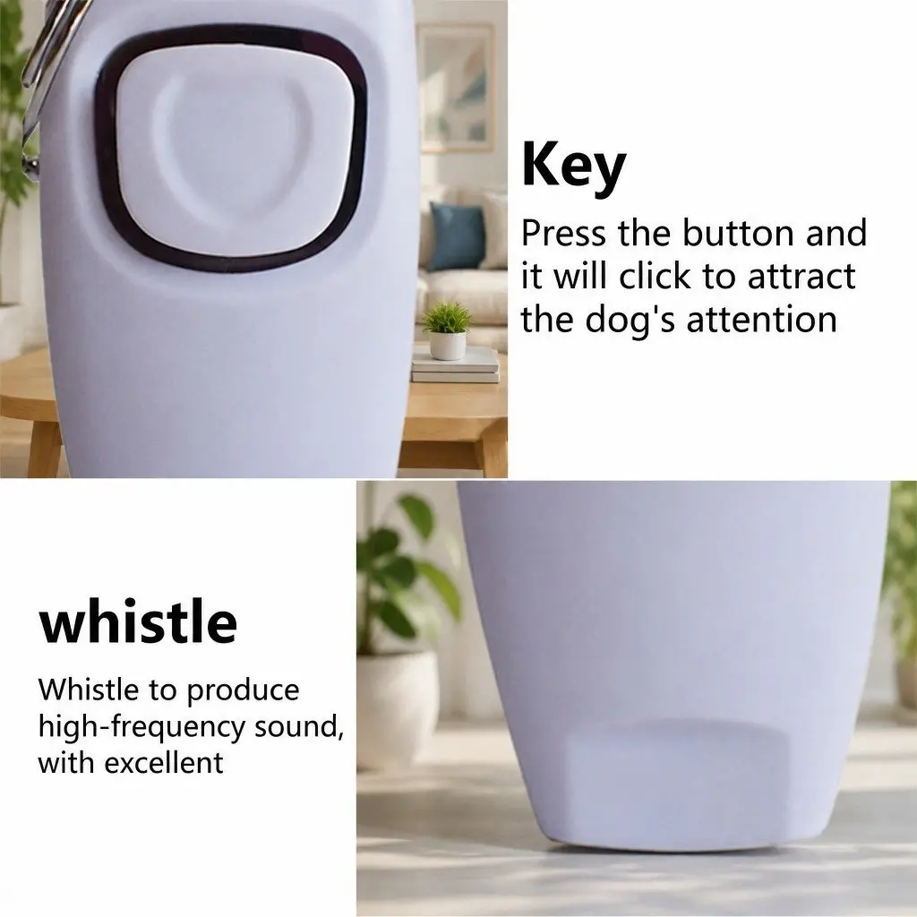 Pet Training Clicker Whistle PC Material 7.5cm White