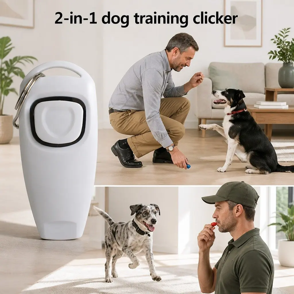 Pet Training Clicker Whistle PC Material 7.5cm White