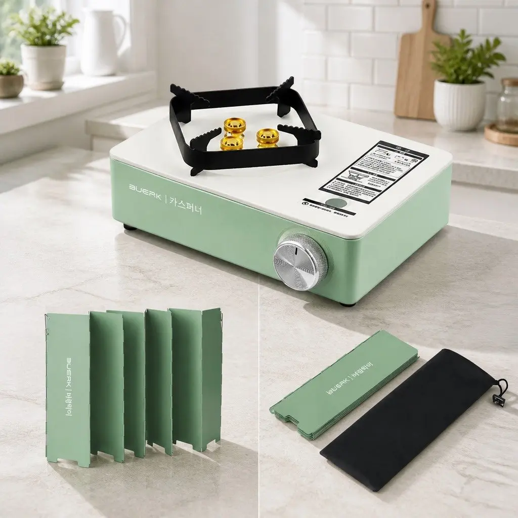 Portable Cassette Stove Aluminum Alloy 29 x 20 x 8.5cm Macaron Green