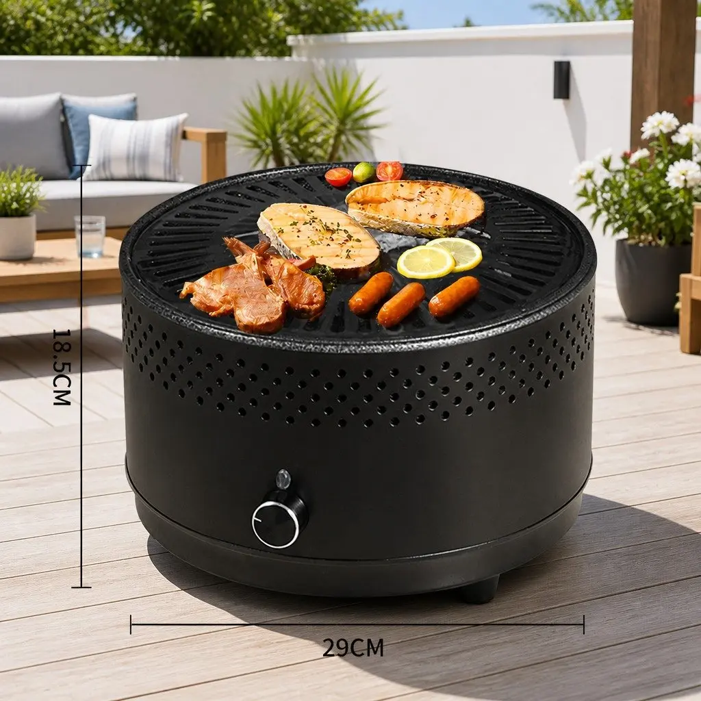 Camping BBQ Grill Stove Aluminum Alloy Stainless Steel Black 290x185mm