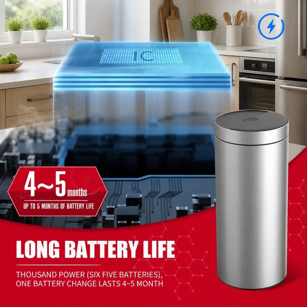 40L Touchless Kitchen Trash Can Stainless Steel Silver