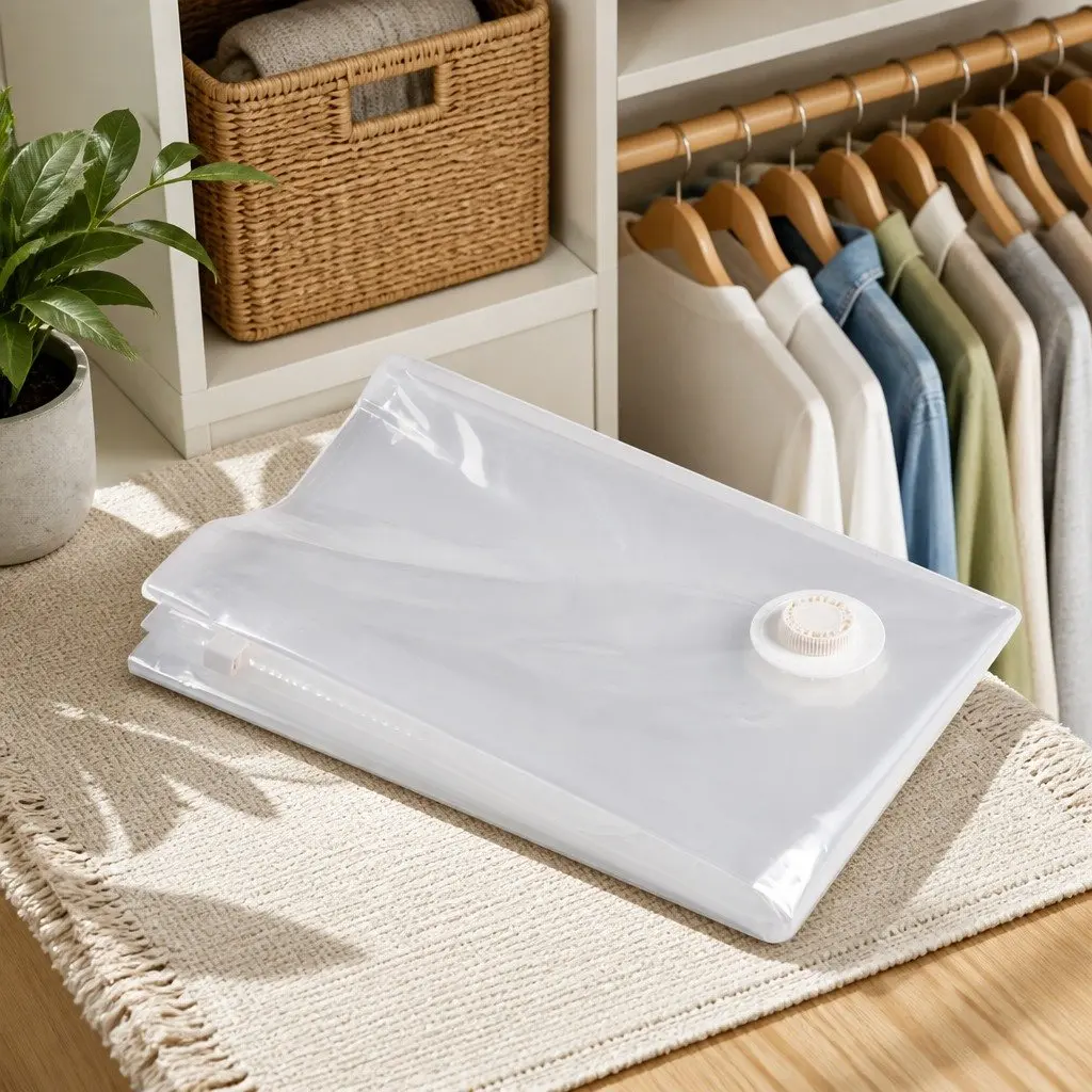 Vacuum Compression Storage Bag PA PE Material S Size White