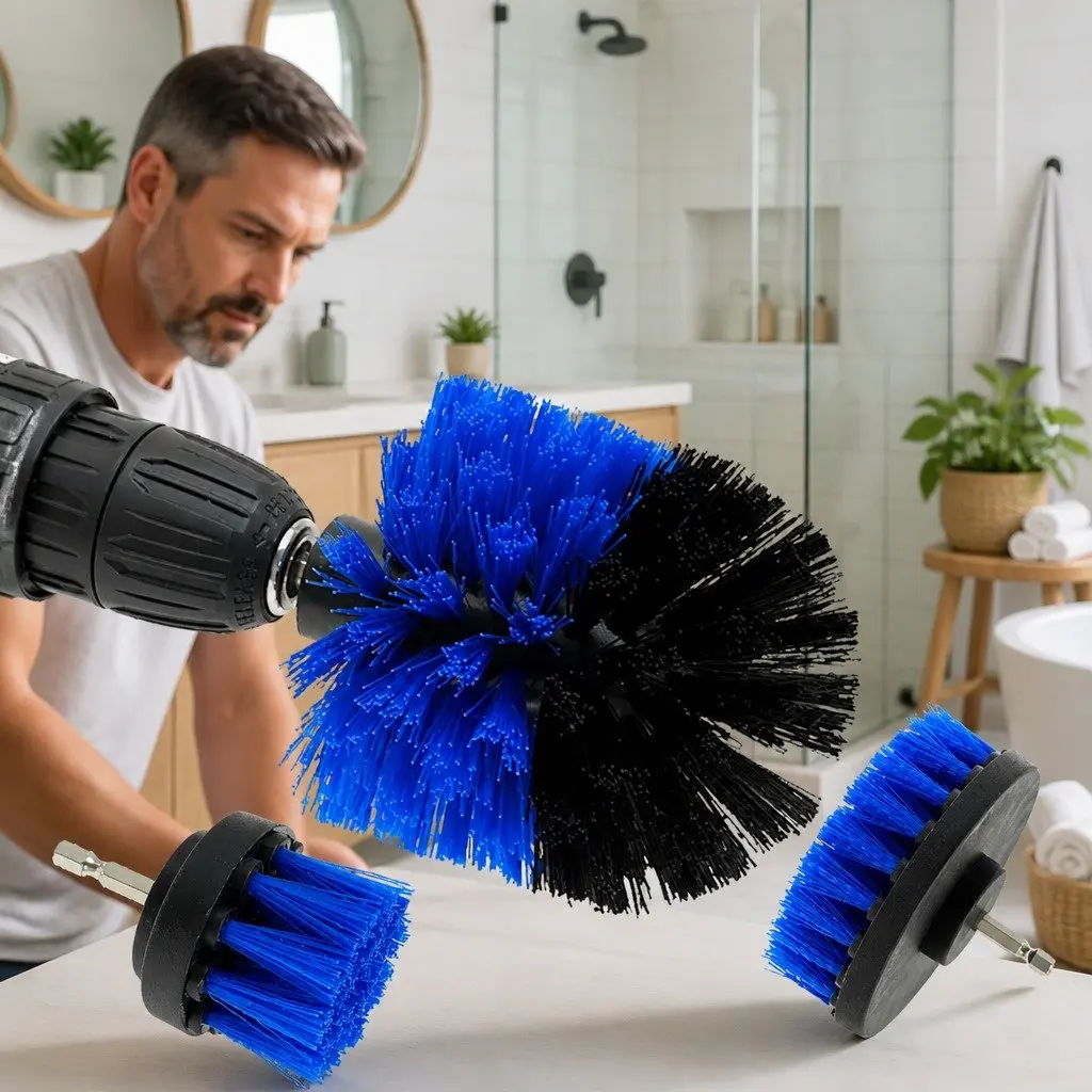 Drill Brush Set for Effective Bathroom and Carpet Cleaning