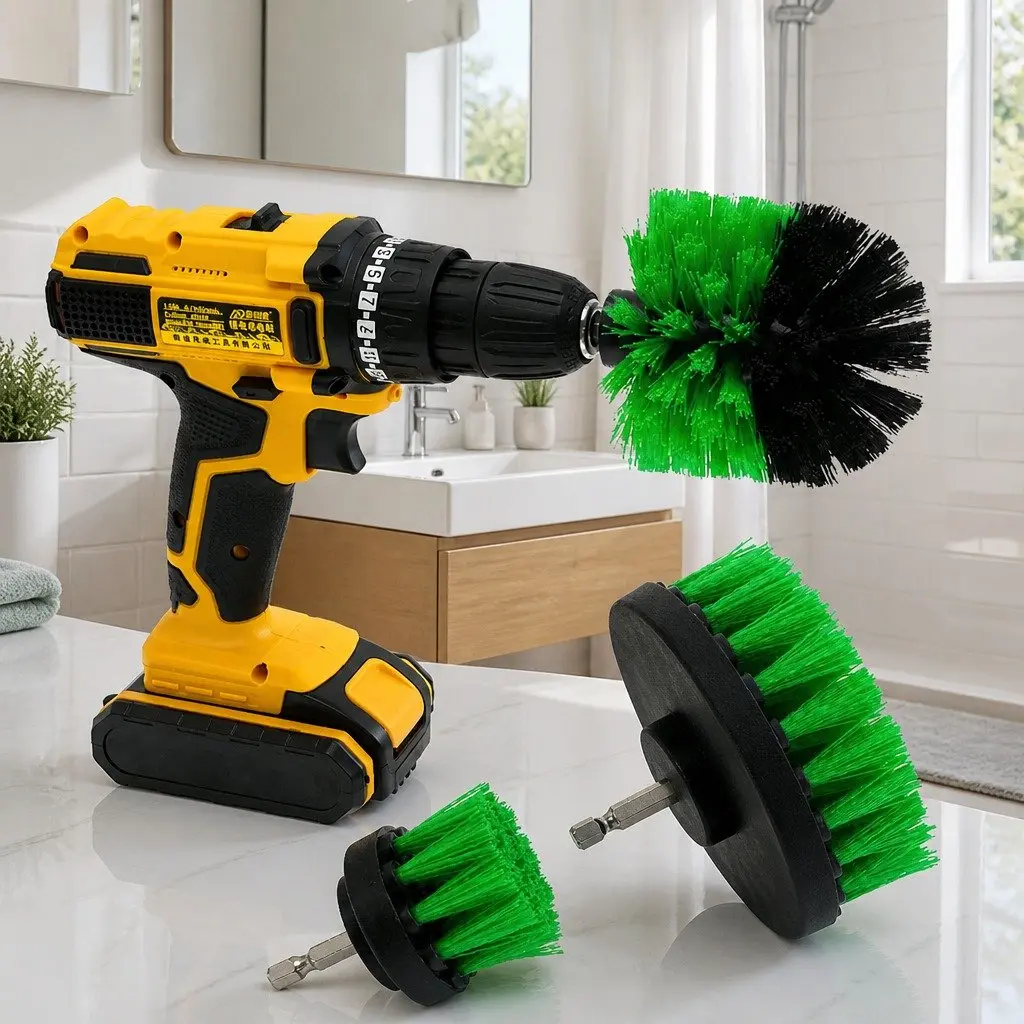 Drill Brush Cleaning Set Plastic 2 Inch 3.5 Inch 4 Inch White Black Blue Yellow Red Green
