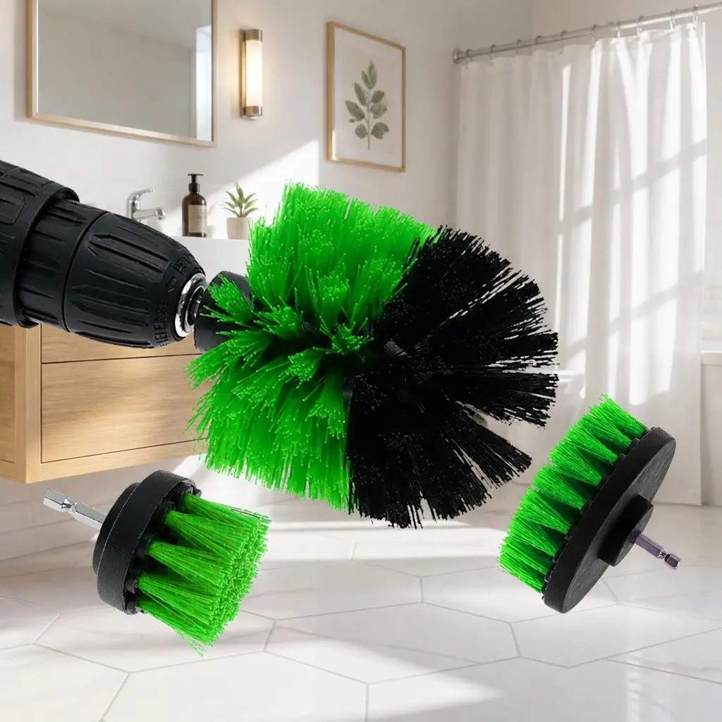 Drill Brush Cleaning Set Plastic 2 Inch 3.5 Inch 4 Inch White Black Blue Yellow Red Green