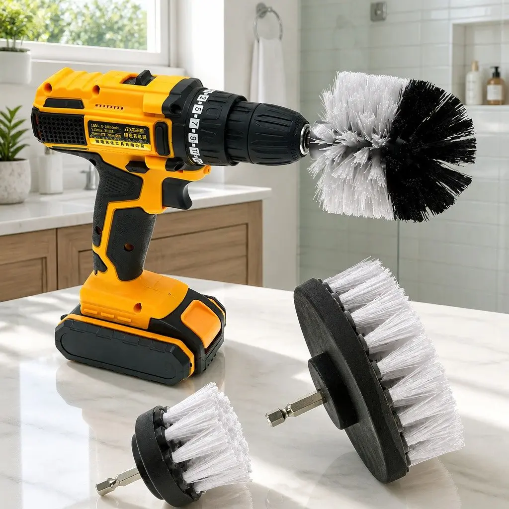 Drill Brush Cleaning Set Plastic 2 3.5 4 Inch White Black Blue Yellow Red Green