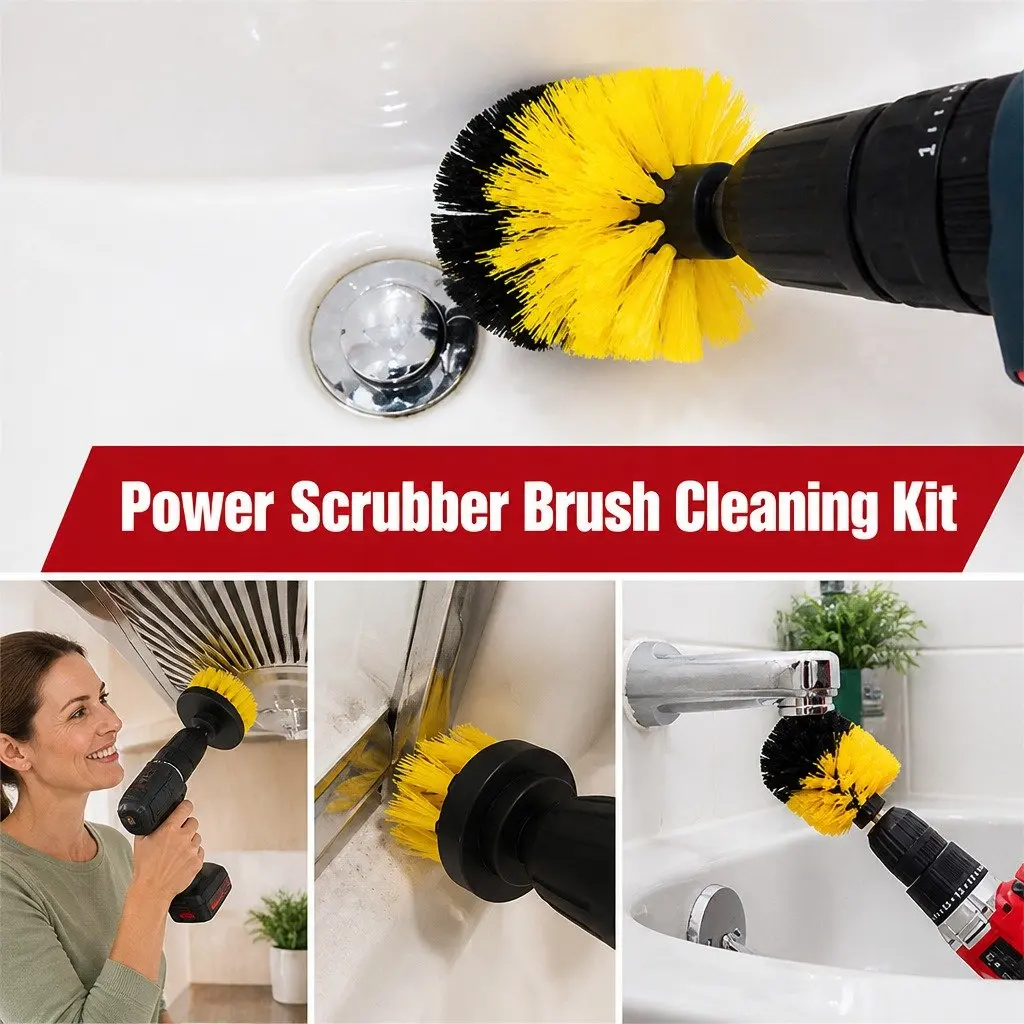 Drill Brush Cleaning Set Plastic 2 3.5 4 Inch White Black Blue Yellow Red Green
