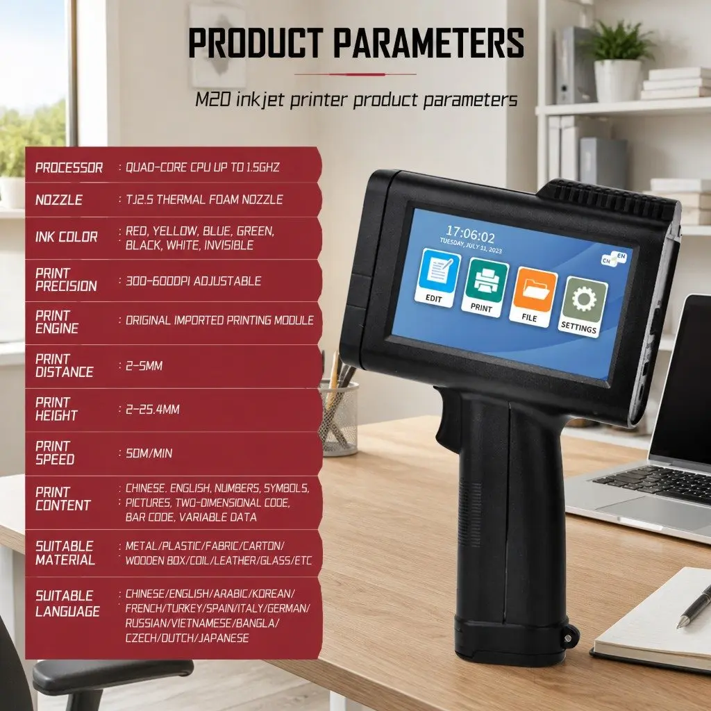 Portable Handheld Smart Date Coder Inkjet Printer Machine Large Font Coding