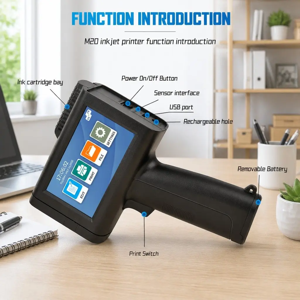Portable Handheld Smart Date Coder Inkjet Printer Machine Large Font Coding