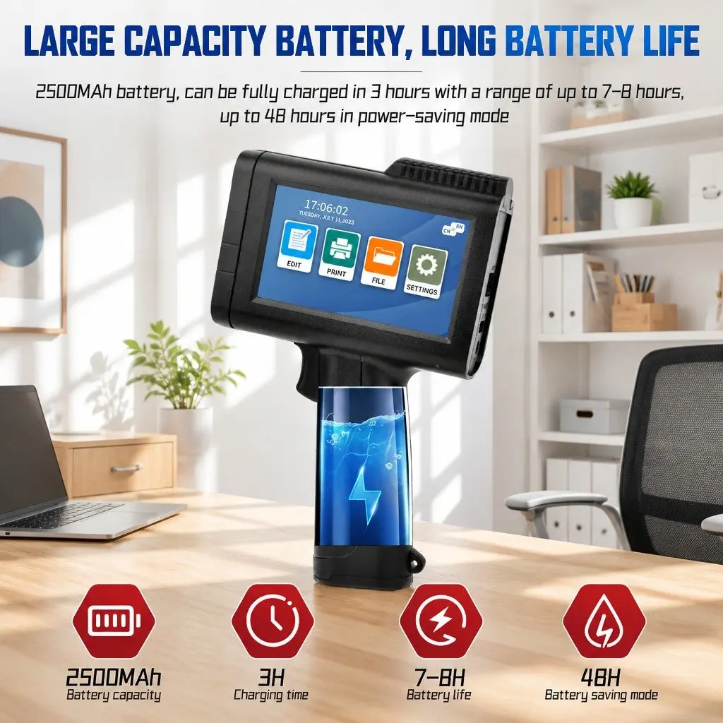 Portable Handheld Smart Date Coder Inkjet Printer Machine Large Font Coding