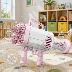 Premium Pink Electric Bubble Machine with 64 Holes