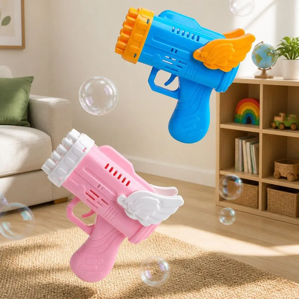Bubble Gun Plastic 42 Hole Angel Wing Automatic Launcher Toy Purple