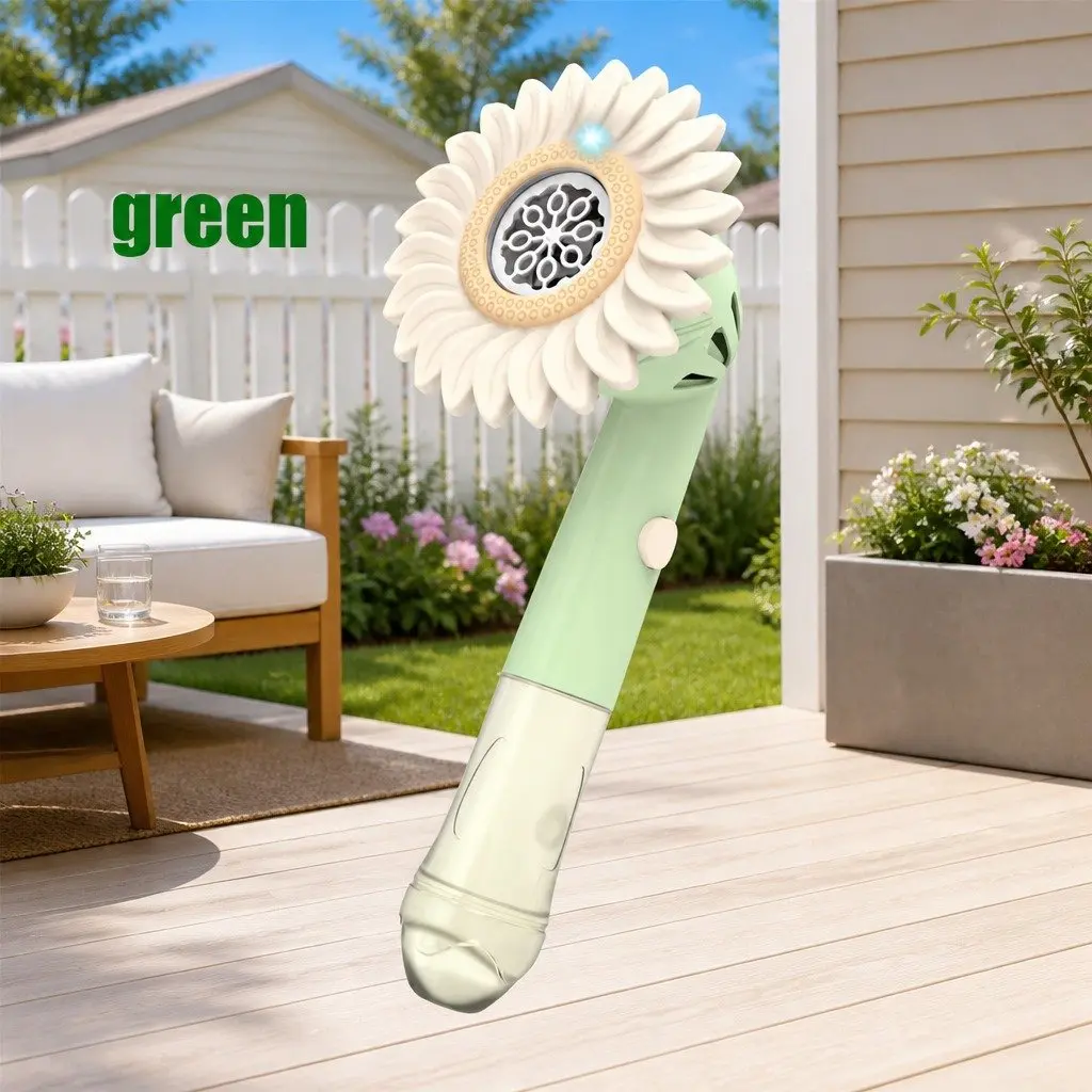 Bubble Toy ABS 32.8cm x 14.6cm Green Handheld Bubble Machine Sunflower Outdoor Fun